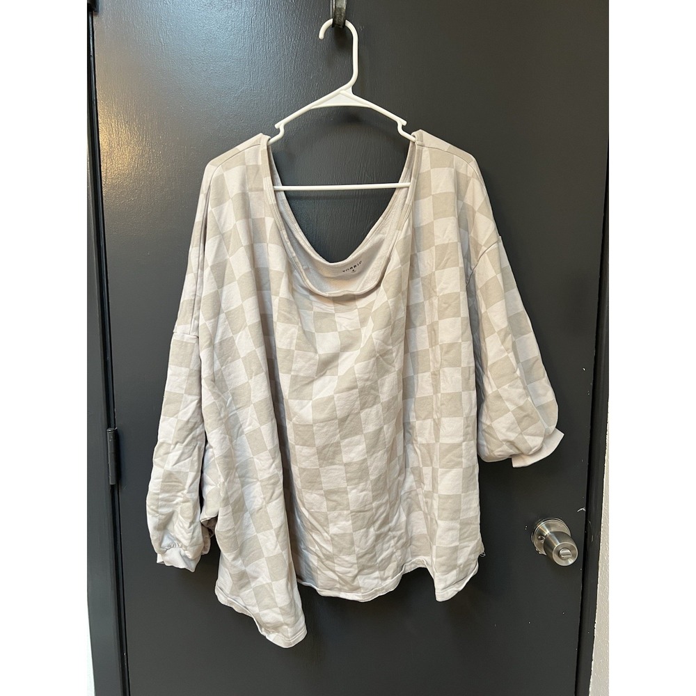 Torrid Everyday Fleece Off Shoulder Active Sweatshirt Size 6 Checker Womens